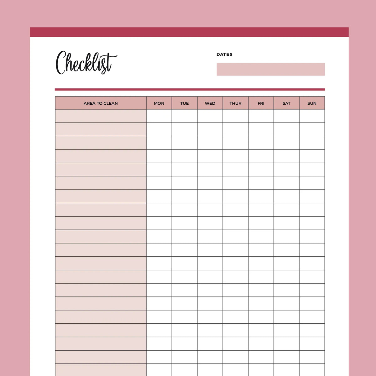 Daily Cleaning Checklist Printable | Instant Download PDF | A4 and US ...