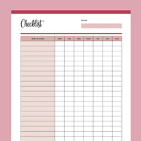 Daily Cleaning Checklist Printable - Red