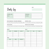 Daily Log For Dog Trainers Printable - Green