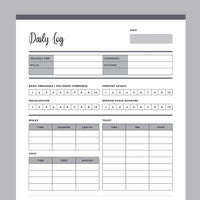 Daily Log For Dog Trainers Printable - Grey