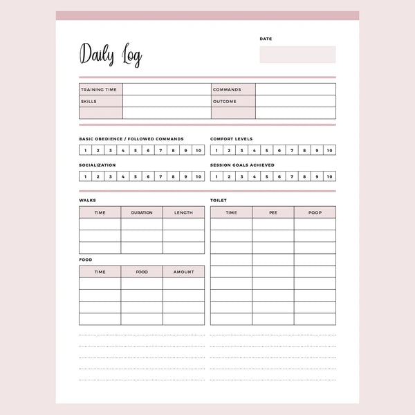 Daily Log For Dog Trainers Printable Instant Download PDF Plan daily-log-for-dog-trainers-printable-instant-download-pdf-plan