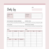 Daily Log For Dog Trainers Printable - Pink