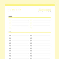 Daily To Do List Editable - Yellow