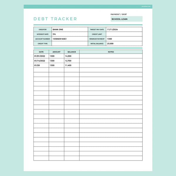 Debt Payoff Planner Editable