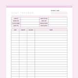 Debt Payoff Planner Editable - Pink