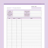 Debt Payoff Planner Editable - Purple