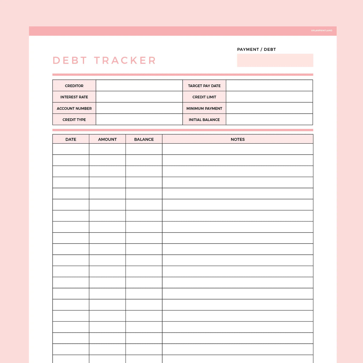 Debt Payoff Planner Editable | Instant Download Fillable PDF | A4 and ...