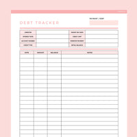 Debt Payoff Planner Editable - Red