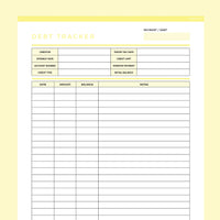 Debt Payoff Planner Editable - Yellow