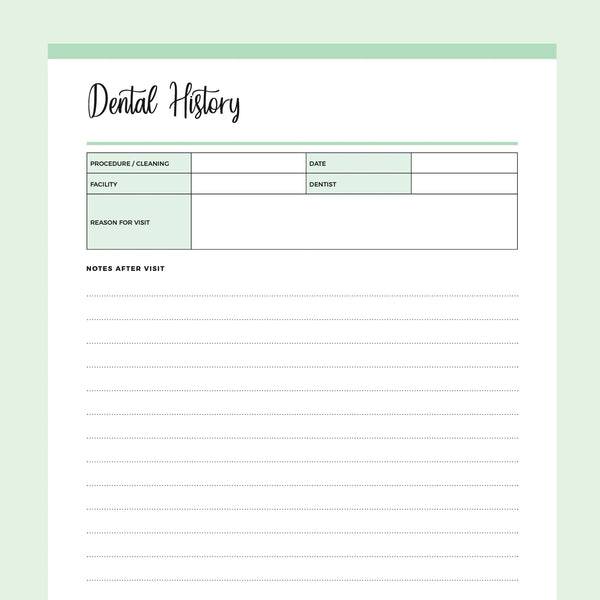dental-history-template-printable-instant-download-pdf-plan-print-land for Free Printable Dental Health History Forms Dental History Template Printable | Instant Download PDF – Plan Print Land for Free Printable Dental Health History Forms