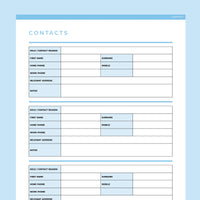 Detailed Contact Information Template Editable - Dark Blue