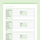 Detailed Contact Information Template Editable - Green