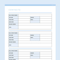 Detailed Contact Information Template Editable - Light Blue