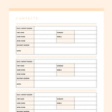 Detailed Contact Information Template Editable - Orange