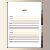 Contents Page for Digital Budget Planner - Bohemian Color Scheme