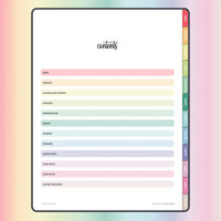 Digital Child Custody Journal Contents Page - Rainbow color scheme