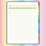Topic List for Digital Notebook - Rainbow Color Version