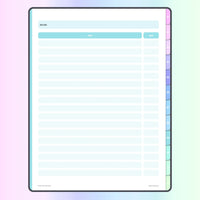 Digital Dot Grid Notebook - Section Topic List