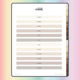 Contents Page for a digital dream diary