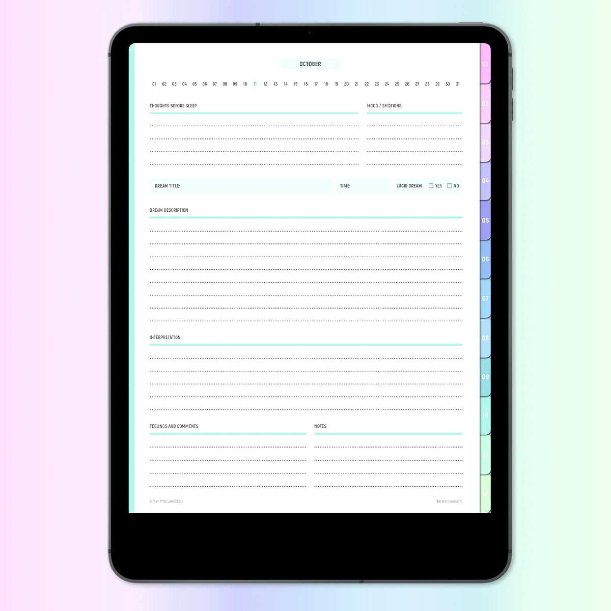 Digital Dream Journal | Hyperlinked PDF For Goodnotes & Notability On ...