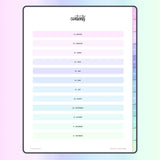 Digital Journaling Template - Hyperlinked Contents Page