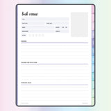 Book review template contained in a digital reading journal made for goodnotes or notability