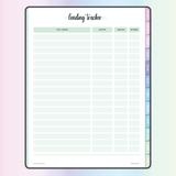 Book Lending Tracker. Contained in Digital Reading Planner