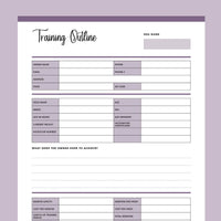 Dog Training Outline Agreement Printable - Purple
