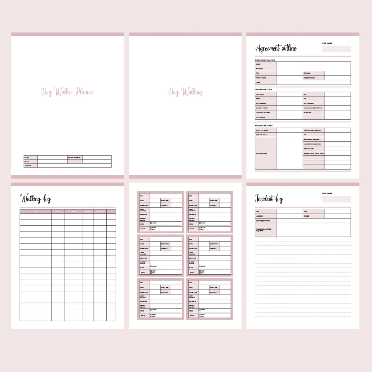 Printable Dog Walking Business Planner | Downloadable PDF | 62 PAGES ...