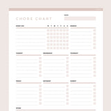 Editable Adult Chore Chart - Brown