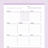 Editable Adult Chore Chart - Lavendar