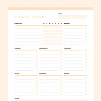 Editable Adult Chore Chart - Orange