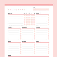 Editable Adult Chore Chart - Red