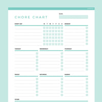 Editable Adult Chore Chart - Teal