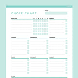 Editable Adult Chore Chart - Teal