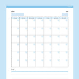 Editable Blank Monthly Calendar - Dark Blue