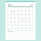 Editable Blank Monthly Calendar