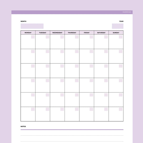Editable Blank Monthly Calendar | Instant Download Fillable PDF | A4 and US Letter – Plan Print Land editable-blank-monthly-calendar-instant-download-fillable-pdf-a4-and-us-letter-plan-print-land