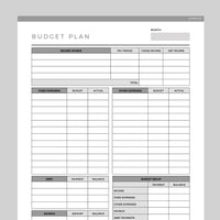Editable Budget Planner Template - Grey