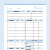 Editable Budget Planner Template - Light Blue