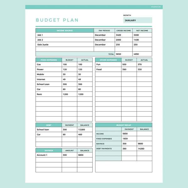 Editable Budget Planner Template