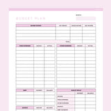 Editable Budget Planner Template - Pink