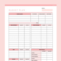 Editable Budget Planner Template - Red