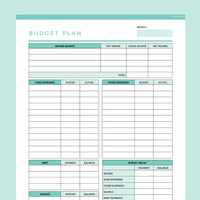 Editable Budget Planner Template - Teal