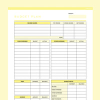 Editable Budget Planner Template - Yellow
