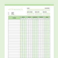 Editable Class Attendance Tracker - Green