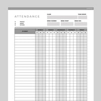 Editable Class Attendance Tracker - Grey