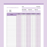 Editable Class Attendance Tracker - Purple