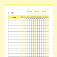 Editable Class Attendance Tracker - Yellow