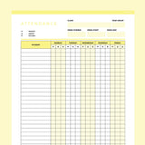 Editable Class Attendance Tracker - Yellow